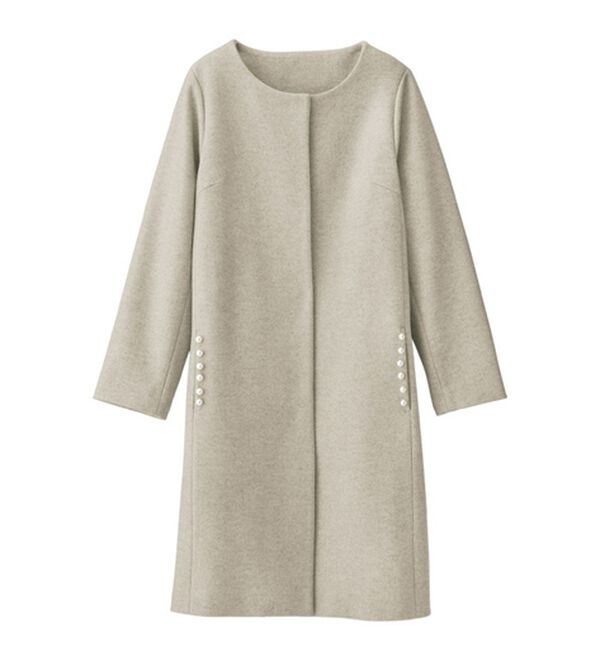 パールビジュー使いノーカラーコート - ベルーナ【公式】