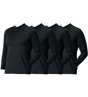 「【４枚組】抗菌防臭・マイクロファイバー裏起毛あったかインナー４枚組（シャツ）　長袖ハイネック（メンズ肌着・インナーウェア）」｜ブラック4枚組