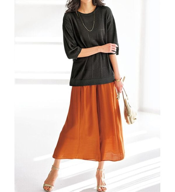 BELLUNA（ベルーナ）の「スラブ素材ポケット付ワイドパンツ（ワイドパンツ・ガウチョ）」｜詳細画像