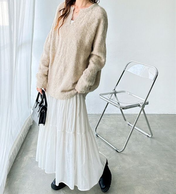 GeeRA（ジーラ）の「キーネック起毛ゆるニット（ニット・セーター）」｜詳細画像