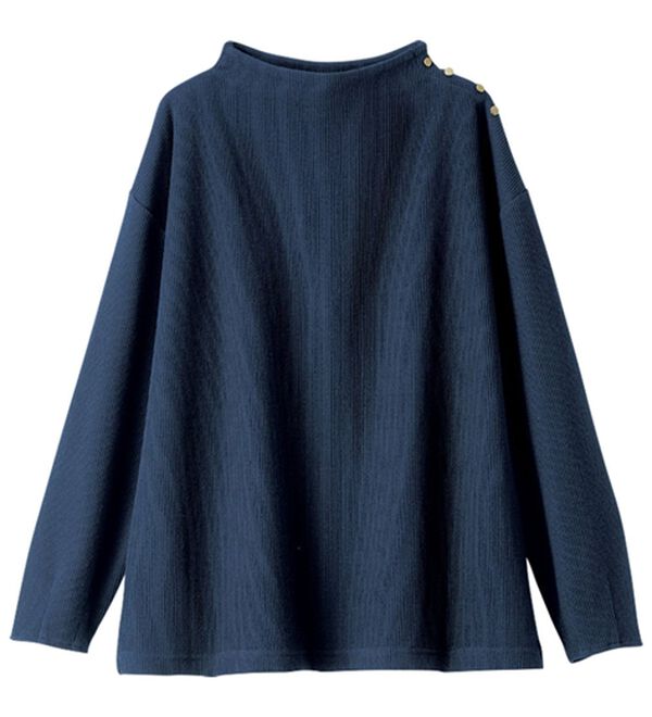 BELLUNA（ベルーナ）の「ニット見え素材肩ボタンプルオーバー（カットソー）」｜詳細画像