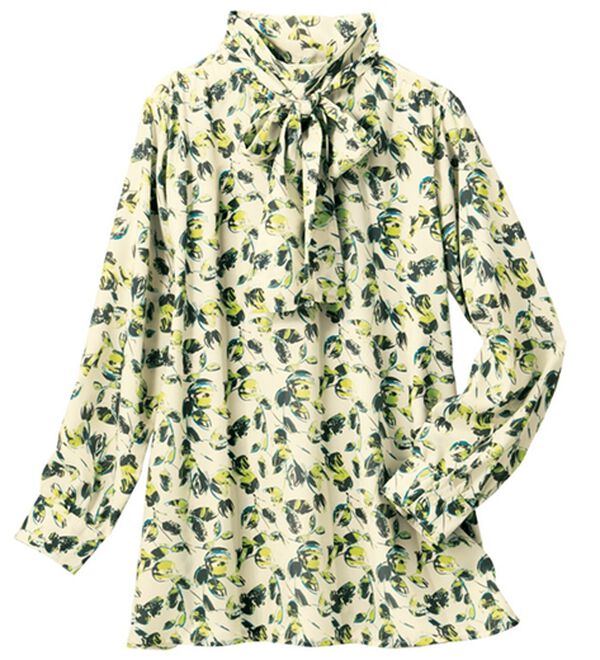 VINNO（ヴィノ）の「プリントボウタイブラウス（ブラウス）」｜つぼみ柄