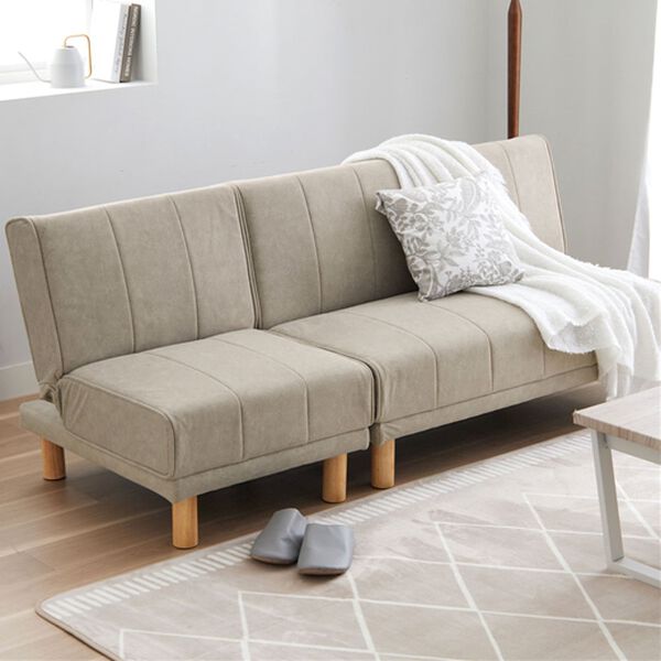 iellio（イエリオ）の「４ＷＡＹスタイリッシュソファベッド＜リクライニングソファ・カウチソファ・オットマンソファ・２人掛け・３人掛け・新生活＞（ソファ）」｜ウォームグレー（はっ水機能付）