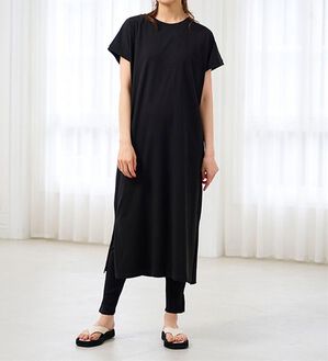 RANAN（ラナン）の「【レギンス付】＜ＢＣ＞綿１００％ひんやりワンピース（その他ワンピース）」｜ブラック