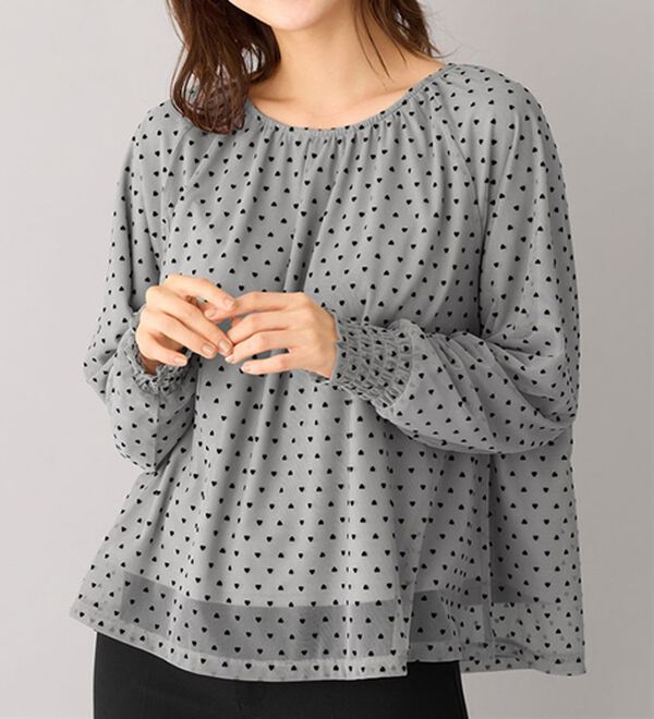 alotta（アロッタ）の「ハート柄フロッキーチュールブラウス（ブラウス）」｜詳細画像