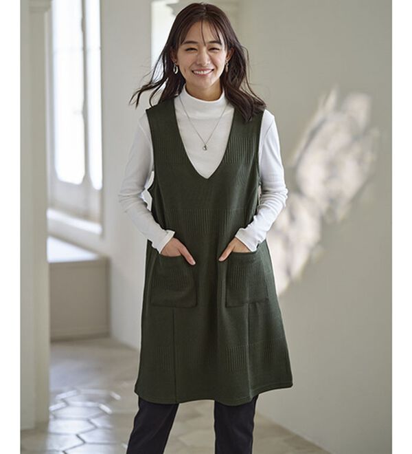 BELLUNA（ベルーナ）の「【２枚組】ジャカード素材切替デザインジャンパースカート（ジャンパースカート）」｜詳細画像