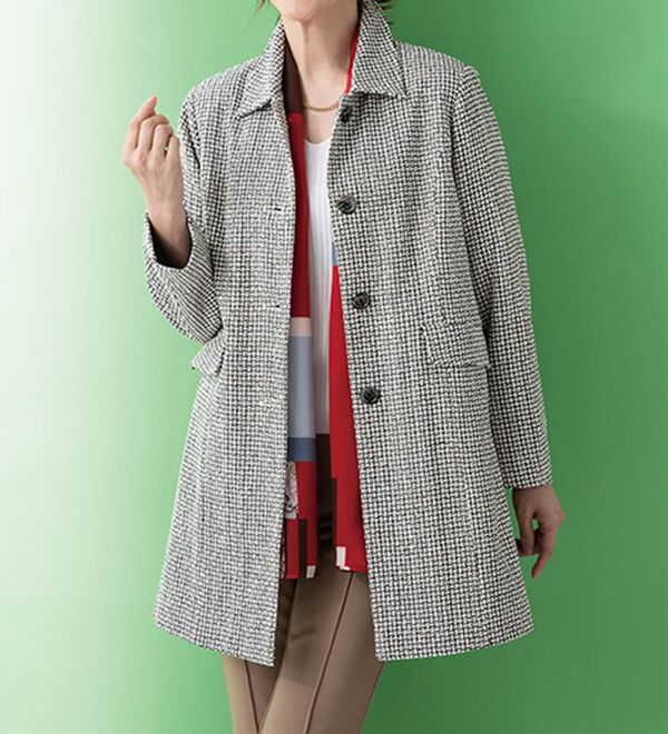 ルフラン（ルフラン）の「シルク混ステンカラーコート（ハーフコート）」｜モノトーン系