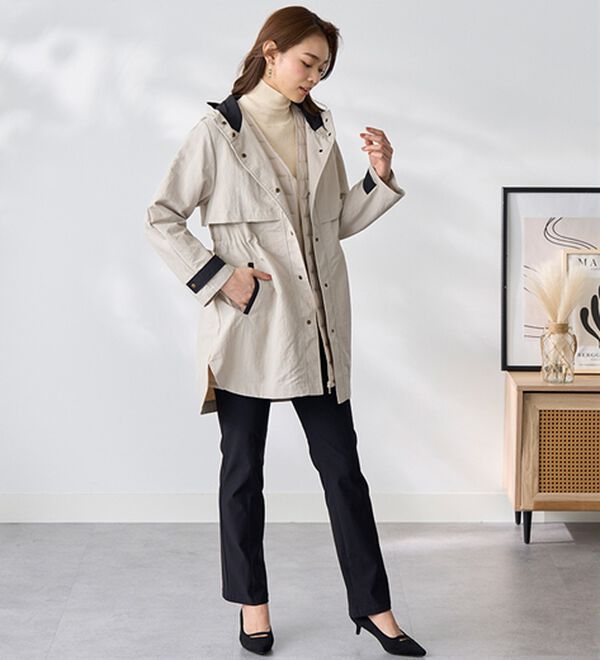 BELLUNA（ベルーナ）の「おしゃれの主役！蓄熱中わたベスト付配色コート（ハーフコート）」｜詳細画像