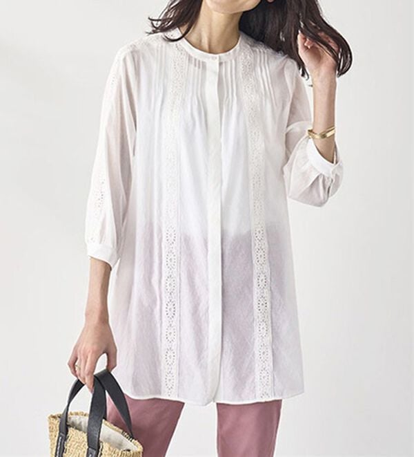 BELLUNA（ベルーナ）の「シアー素材マーガレットレース使いチュニック（チュニック）」｜詳細画像