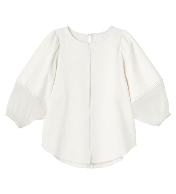 GeeRA（ジーラ）の「袖シアー切替ランタンスリーブトップス（カットソー）」｜詳細画像