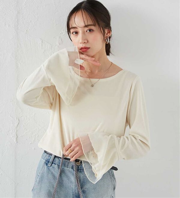 RANAN（ラナン）の「フレアーチュール袖ベロアプルオーバー（カットソー）」｜詳細画像