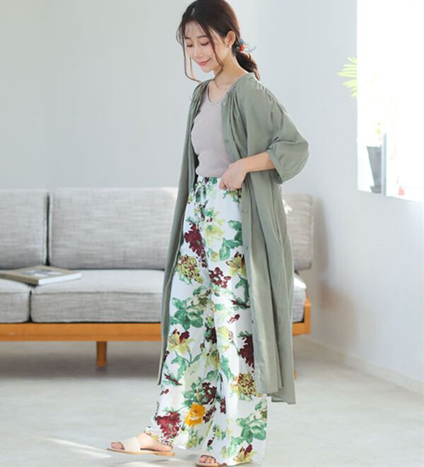 A HAPPY MARILYN（アハッピーマリリン）の「【Ｌ～６Ｌ】【風通るプレミアム】綿１００％ 楊柳 五分袖 ギャザーたっぷりワンピース（カットソーワンピース）」｜詳細画像