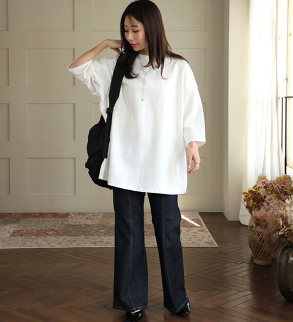 A HAPPY MARILYN（アハッピーマリリン）の「【Ｍ～８Ｌ】スウェット苦手さんも嬉しい！綿トレーナーライクビッグシルエットＴシャツ（Tシャツ）」｜詳細画像