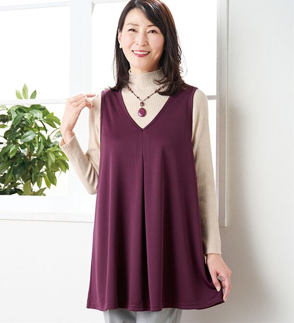 「日本製　あったか蓄熱保温のジャンパースカート（チュニック）」｜詳細画像