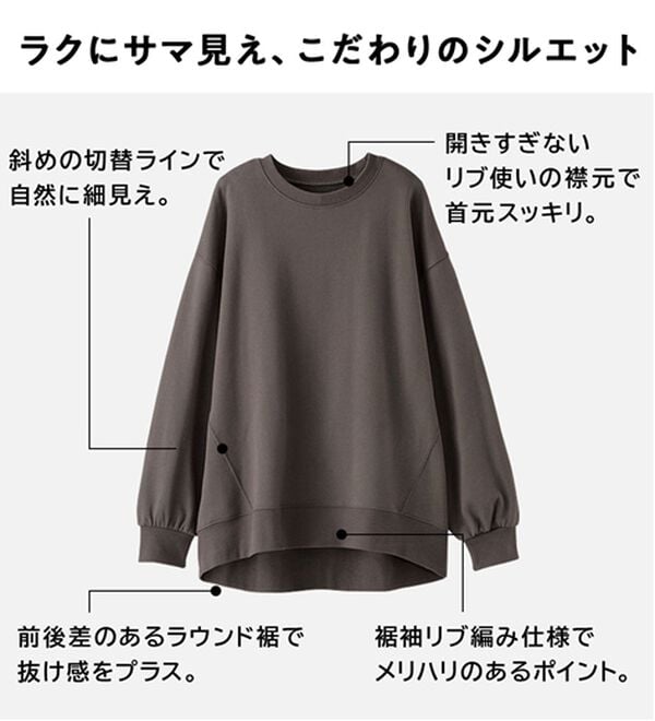 BELLUNA（ベルーナ）の「軽やか綿混！大人サマ見えスウェット（カットソー）」｜詳細画像