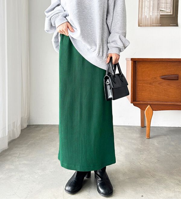 GeeRA（ジーラ）の「【着回し力◎】楽ちんすっきり見え！リブロングスカート（ロングスカート）」｜詳細画像