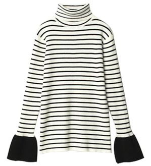 RANAN（ラナン）の「＜ムースタッチ＞洗える！バイカラータートルリブニット（ニット・セーター）」｜ブラックボーダー