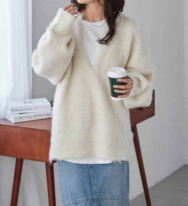 RANAN（ラナン）の「ディープキーネックシャギーニット（ニット・セーター）」｜詳細画像