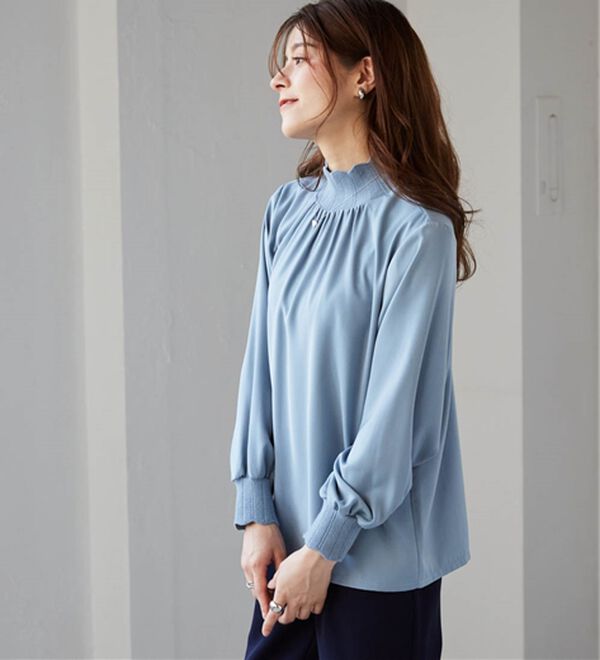 RANAN（ラナン）の「スカラップリブニット使いブラウス（ブラウス）」｜詳細画像