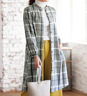 BELLUNA（ベルーナ）の「チェック柄ロングシャツワンピース（シャツワンピース）」｜詳細画像