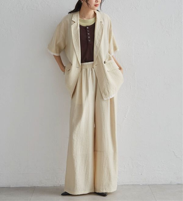 RANAN（ラナン）の「ダブルウエストシアーイージーパンツ（ワイドパンツ・ガウチョ）」｜詳細画像