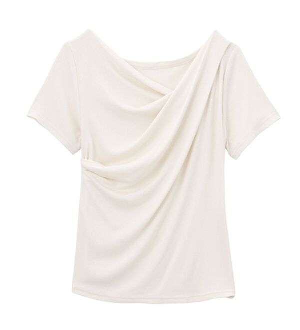 RANAN（ラナン）の「【新色追加】ひんやり上品ドレープリブTシャツ（カットソー）」｜詳細画像