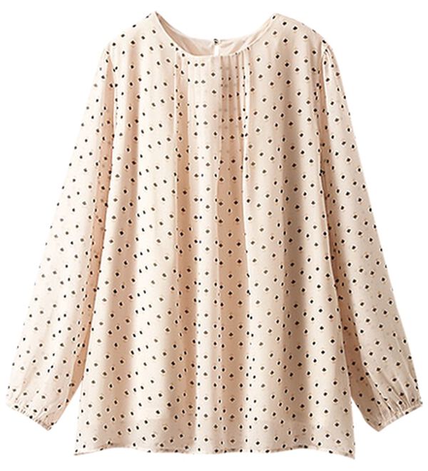 BELLUNA（ベルーナ）の「シフォン重ねタック使い小紋柄ブラウス（ブラウス）」｜詳細画像