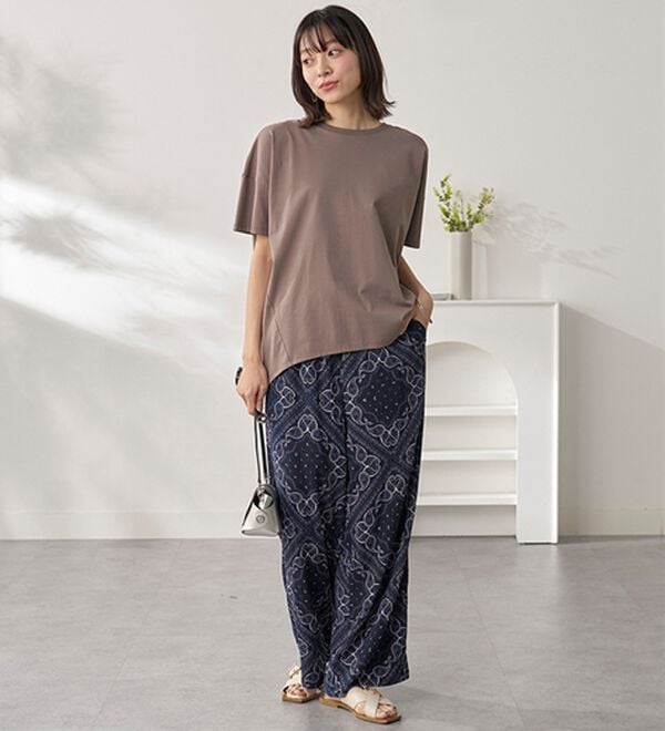 BELLUNA（ベルーナ）の「楊柳サラサラ素材プリントイージーパンツ（フルレングスパンツ）」｜詳細画像