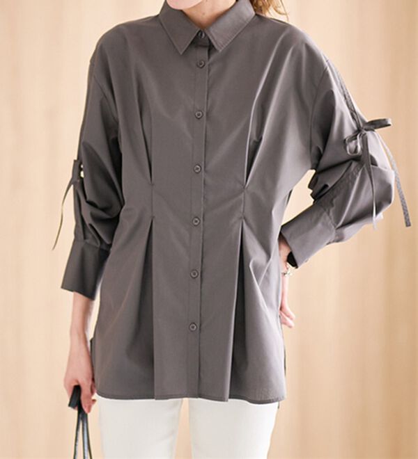 RANAN（ラナン）の「ウエストタック袖リボンシャツ（シャツ）」｜詳細画像