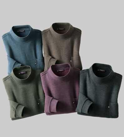 「カシミヤタッチ厚手ハイネックシャツ（メンズカットソー）」