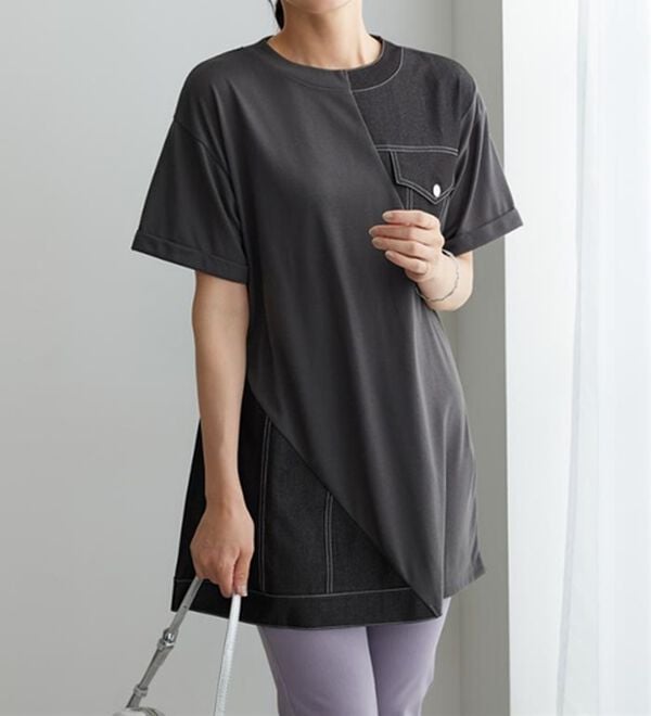 BELLUNA（ベルーナ）の「デニム切替デザインチュニック（チュニック）」｜詳細画像