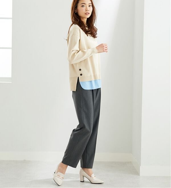 BELLUNA（ベルーナ）の「裾ボタン重ね着風ニットプルオーバー（ニット・セーター）」｜詳細画像