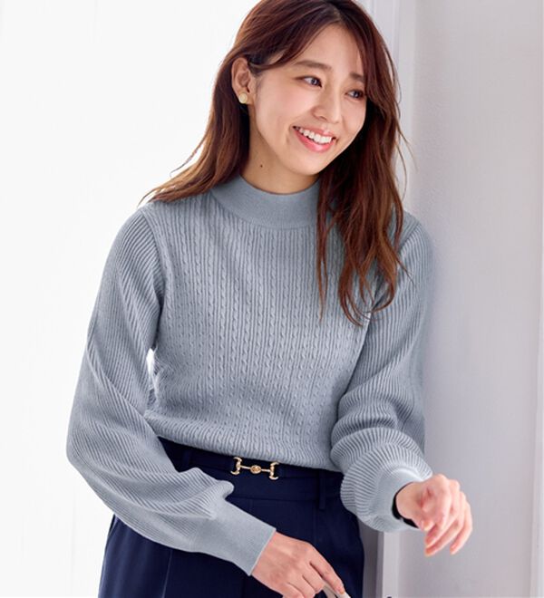 alotta（アロッタ）の「洗える！カシミヤタッチミニケーブルニット（ニット・セーター）」｜詳細画像