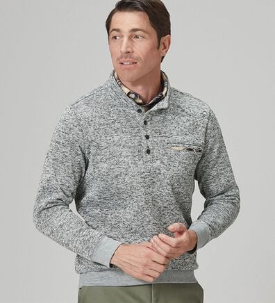 「暖かニットフリースダブル衿トレーナー（メンズトレーナー）」