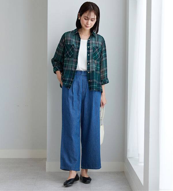 BELLUNA（ベルーナ）の「やわらかデニム素材ボタン使いワイドパンツ（ワイドパンツ・ガウチョ）」｜詳細画像