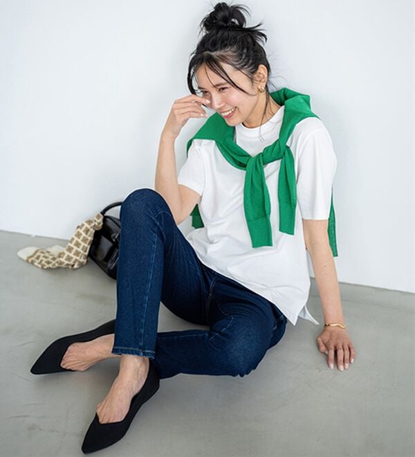 チラシ掲載】ヒンヤリ快適！接触冷感ニットデニムパンツ - ベルーナ