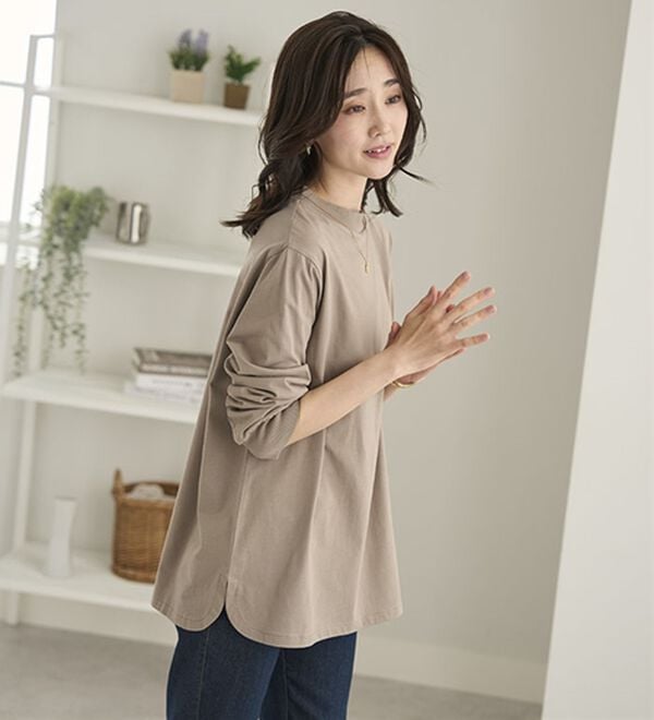 BELLUNA（ベルーナ）の「綿１００腰まわりゆったりリブデザインチュニック（カットソー）」｜詳細画像