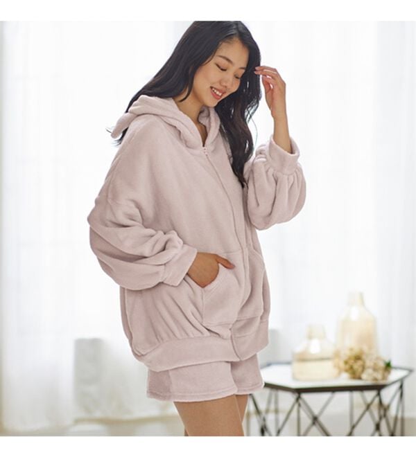 YU'NOW（ユナウ）の「ネコのみみボアパーカールームウェアセット（パジャマ・ルームウェア）」｜詳細画像