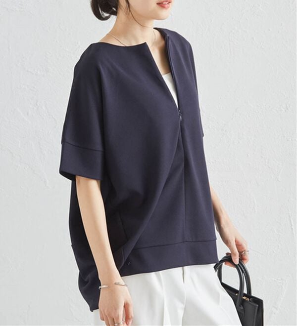 RANAN（ラナン）の「【4つの機能付】ひんやりハーフジップコクーンチュニック（チュニック）」｜詳細画像