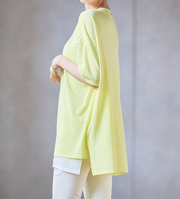 RANAN（ラナン）の「レイヤード風ニットソー半袖チュニック（チュニック）」｜詳細画像