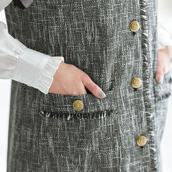 BELLUNA（ベルーナ）の「ラフに着こなすフリンジ使いツイードベスト（ベスト）」｜詳細画像