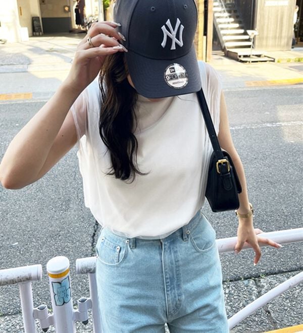 GeeRA（ジーラ）の「チュールカバーフレンチスリーブカットソー（カットソー）」｜詳細画像