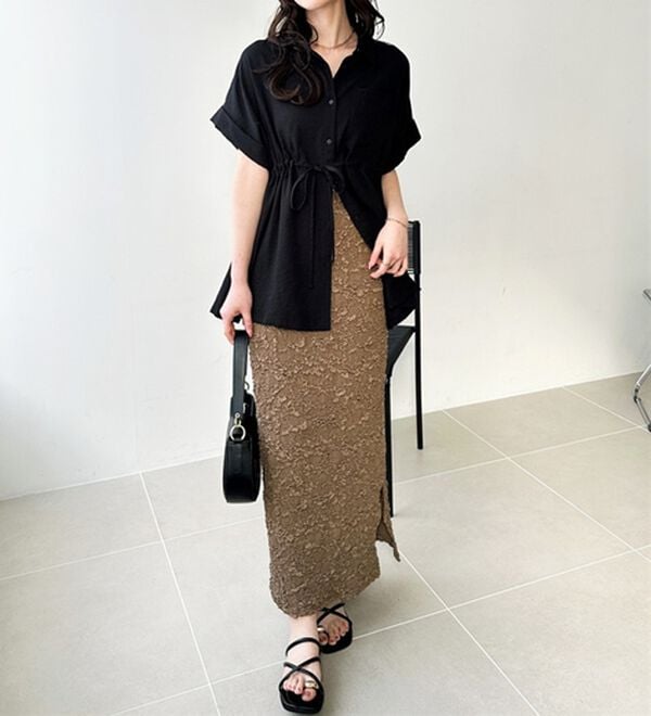 GeeRA（ジーラ）の「スリットジャカードスカート（ロングスカート）」｜詳細画像