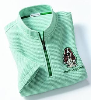 「＜ハッシュパピー＞ワッフルハーフジップトレーナー（メンズトレーナー）」｜グリーン