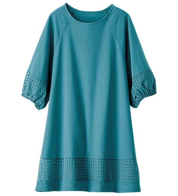 BELLUNA（ベルーナ）の「汗ジミ対策！シアーチェック切替チュニック（チュニック）」｜詳細画像