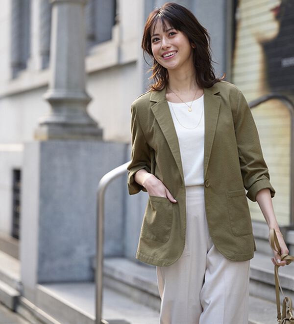 BELLUNA（ベルーナ）の「涼しげサッカー素材ウォッシャブルサマージャケット（その他ジャケット）」｜詳細画像