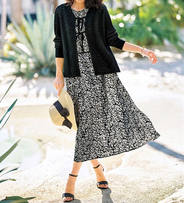 BELLUNA（ベルーナ）の「２ＷＡＹ透かし編リボンニットカーディガン（ニットカーディガン）」｜詳細画像