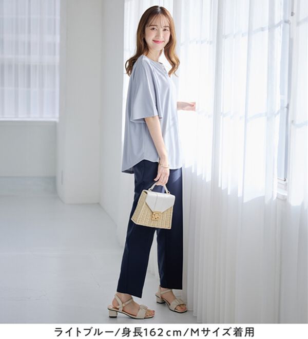 alotta（アロッタ）の「パールデザイン５分袖Ｔシャツブラウス（ブラウス）」｜詳細画像