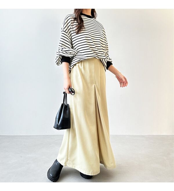 GeeRA（ジーラ）の「フロントタックスカート風ワイドパンツ（ワイドパンツ・ガウチョ）」｜詳細画像