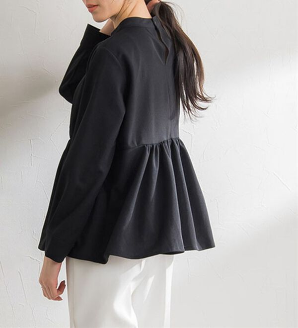 Pierrot（ピエロ）の「ハイネックギャザーTブラウス（ブラウス）」｜詳細画像